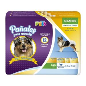 PAÑALES P/PERRO DRY PET GDE 12 PZAS