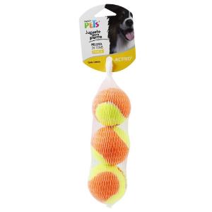 JUGUETE PELOTA CH DE TENIS BICOLOR 3PZAS