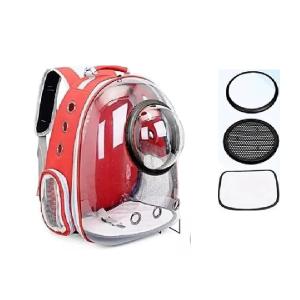 MOCHILA TRANSP CON BURBUJA TRANSPARENTE ROJO