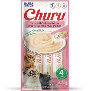 (4 PZS) CHURU ATUN Y SALMON GOLOSINA P/GATO 14GRS