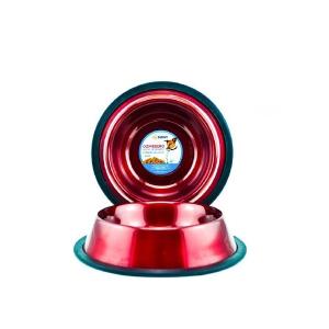 COMEDERO IMPORTADO ACERO INOX.32oz ROJO