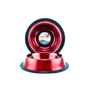 COMEDERO IMPORTADO ACERO INOX.64oz ROJO